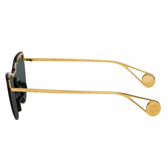 💯 - New - Gucci Grey | Gold Gg0666s Gg Logo Cat Eye Mirrored Sunglasses - Picture 7 of 14